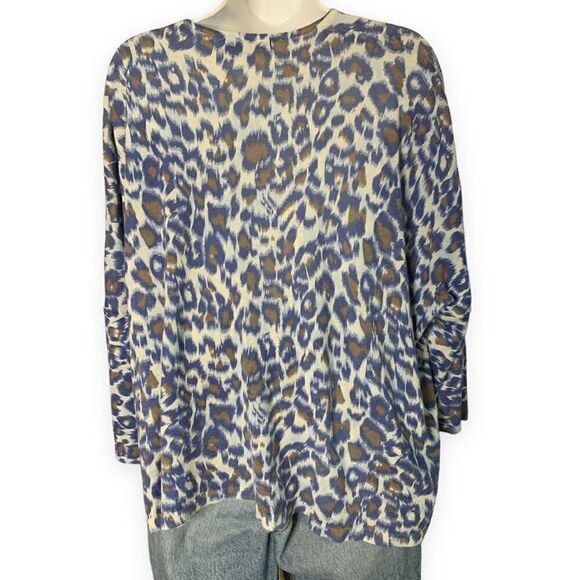 Gerard Darel Paris‎ Cheetah Print Lightweight Knit Top Blue Size 3 US M - Picture 2 of 11